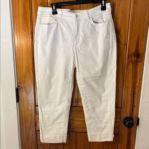 J Jill Authentic Fit Cropped White Denim  Cuffed Jeans 12P Petite